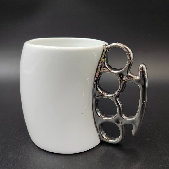 Novelty Fisty Mug Ceramic Brass Knuckle look Handle - Picture 1 of 4